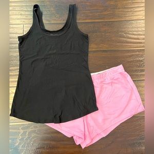 💖🖤 Juniors Women’s Shorts Tank Loungewear Sleepwear PJs Pink Black Medium M